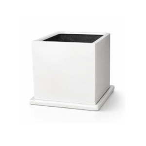 Cubo - Maceta de fibra de vidrio - Blanco - 30*30cm
