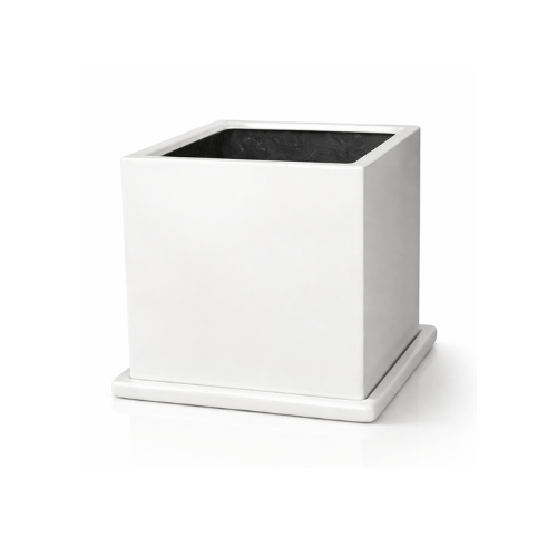 Cubo - Maceta de fibra de vidrio - Blanco - 30*30cm
